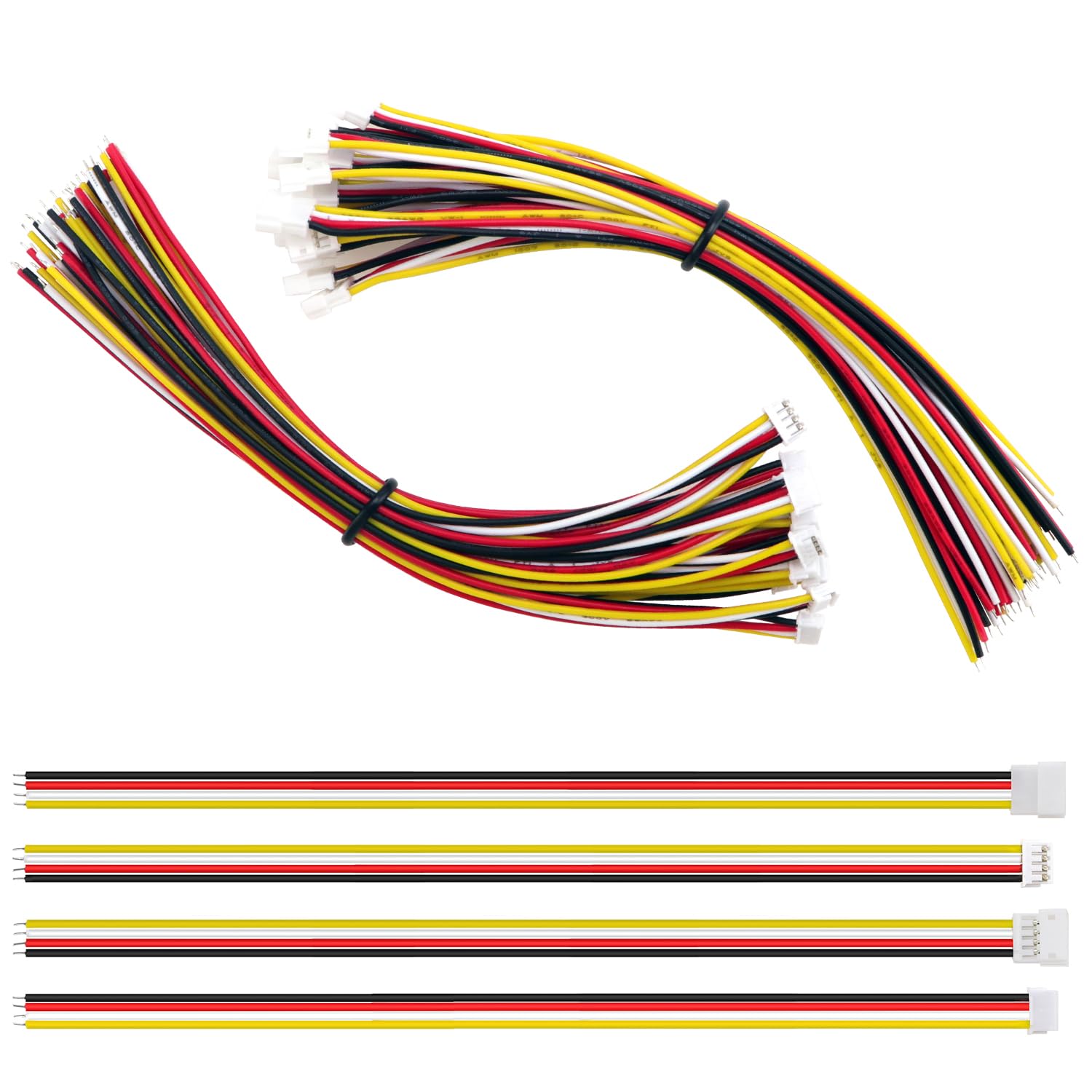 Lyeteung 15 Pairs Mini Micro JST-ZH 1.5 Plug Connector, JST 4 Pin Micro Electrical Male and Female Connector Plug Wire Cable, with 150mm 26AWG Wire