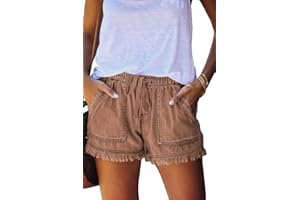 HVEPUO Women Casual Summer Shorts Elastic High Waisted Short Pants with Pockets