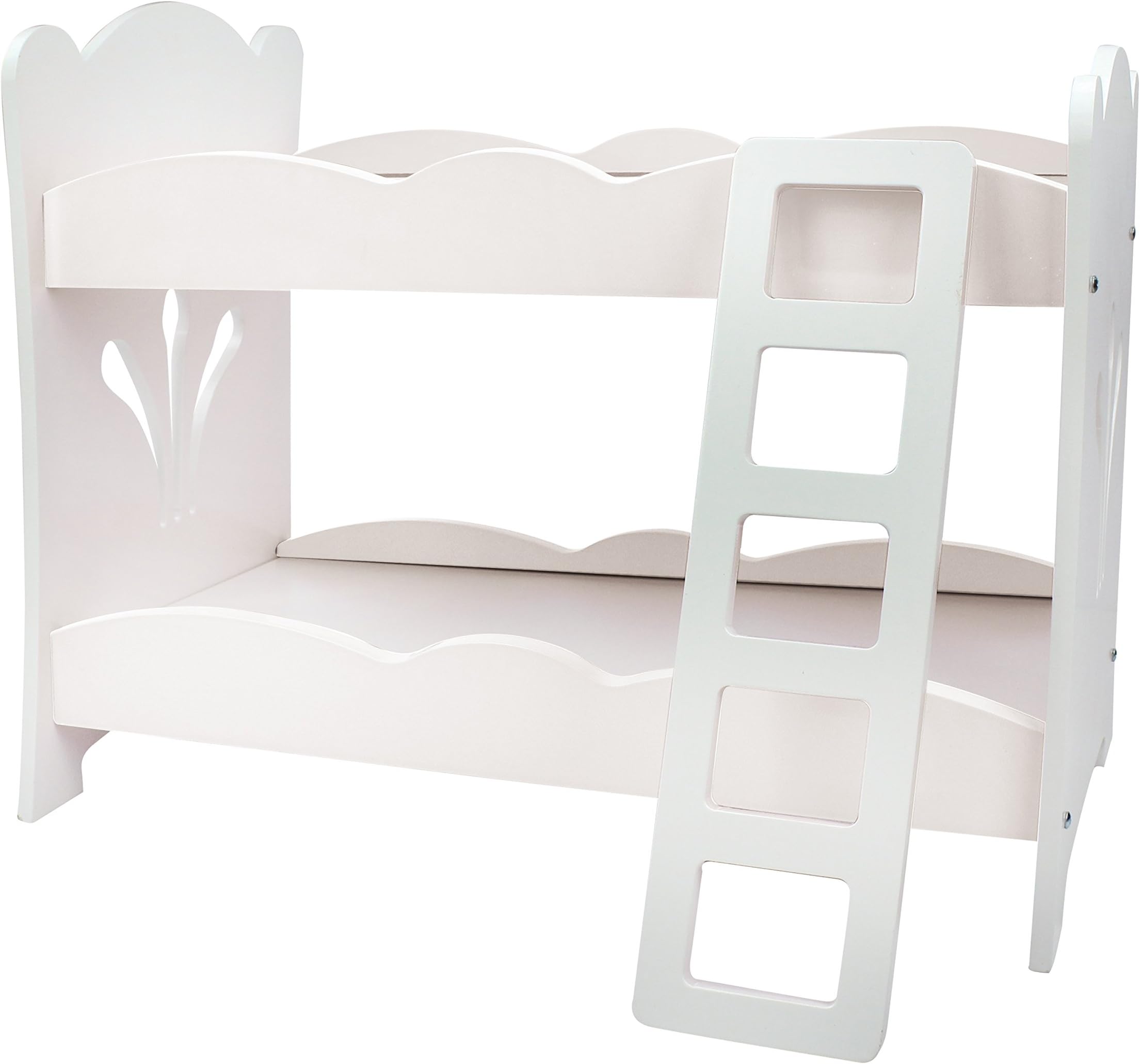 Real Wood Toys Doll Bunk Bed -18 Inch Doll Furniture Set - (18" White Floral) Fits American Girl Dolls