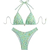 NDUAAC Women's High Waist Ditsy Floral Print Bathing Suit Halter Summer Swimsuit Bikini Set