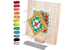 LYZAILHB 11.8 inch Crochet Blocking Board,Granny Square Crochet Block for Crocheting with 10 Stainless Steel Rod Pins,Handcrafted Knitting Blocking Mat Gifts for Mothers, Grandmothers.(12 Pcs Wool)
