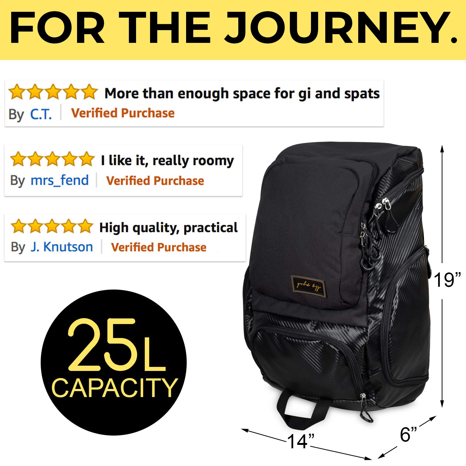 Gold BJJ Jiu Jitsu Backpack Heavy Duty Gym Bag with Waterproof Gi