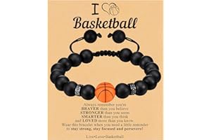 HISATAN Soccer Football Basketball Baseball Bracelet 𝐆𝐢𝐟𝐭𝐬 𝐟𝐨𝐫 𝐁𝐨𝐲𝐬 𝐒𝐨𝐧, Silicone Bead Adjustable Sports Lover Teens Players Team Accessories Jewelry Stuff Gift for 6-16 Years Old Boys Girls