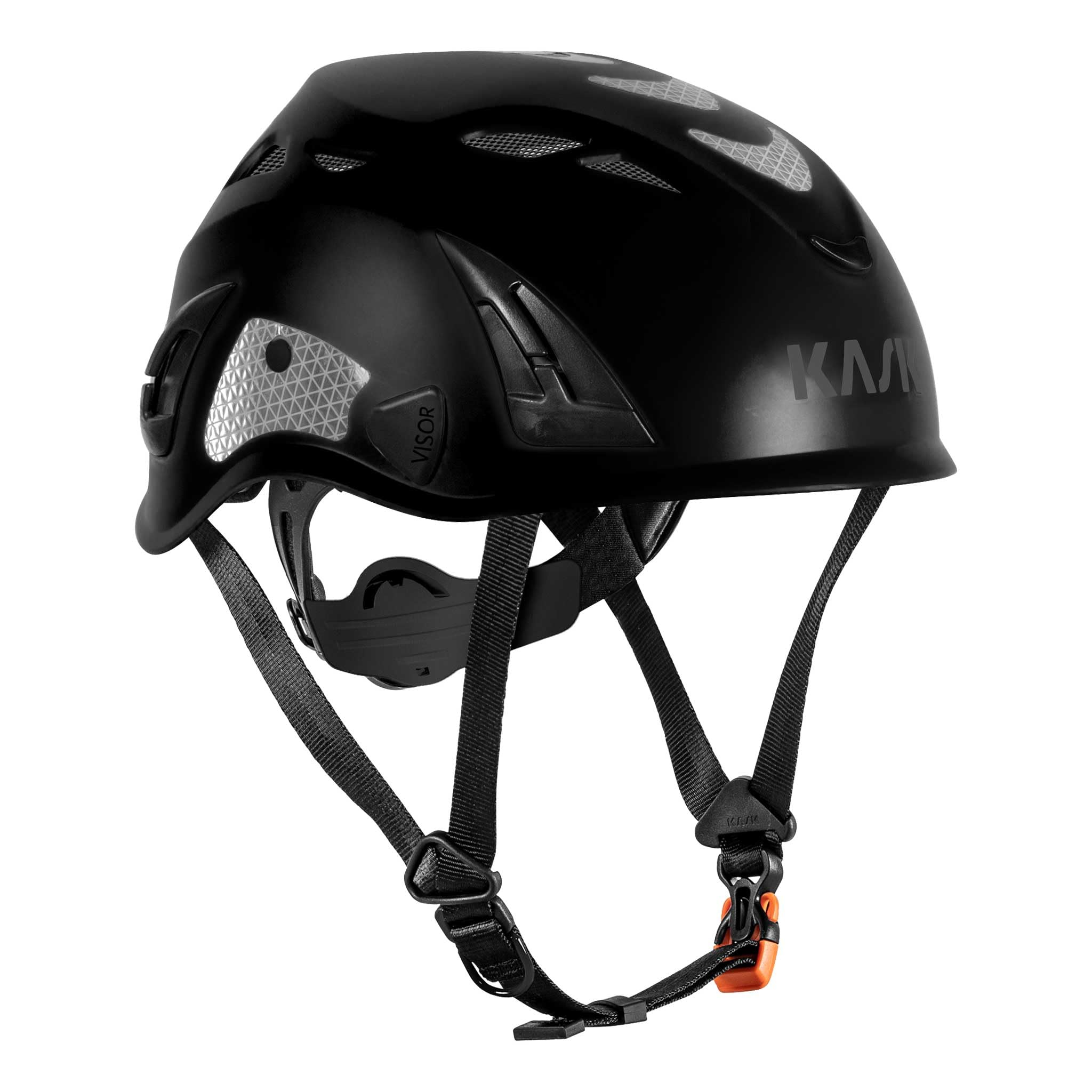 KASK Safety Helmet Superplasma HI VIZ - Industrial Safety Helmet, Adjustable Wheel, Reflective Strips, EN 397, Color: Black