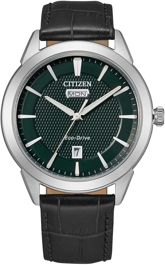 Men's Citizen EcoDrive Black Leather Strap Watch AW009002X Amazon.ca