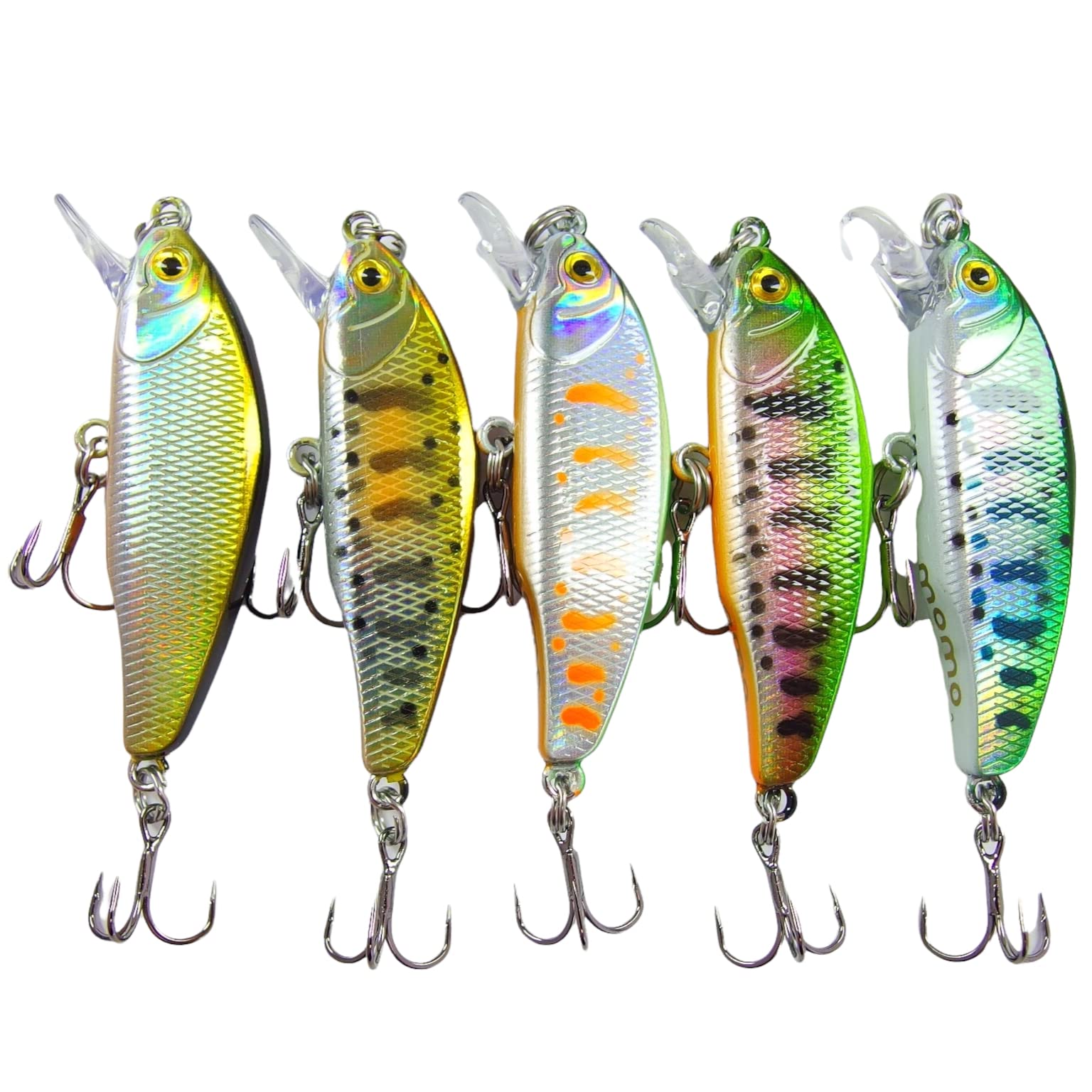 momolures Trout Fishing Lure Flat Sinking Minnow 44mm 4.4g Tungsten Sinker ST-36BC #14 Hook equipped (5pcs Assort Set)