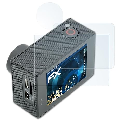 atFoliX Schutzfolie kompatibel mit SJCAM (QUMOX) SJ5000 Panzerfolie, ultraklare und stoßdämpfende FX Folie (3er Set)