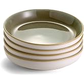 Sango Resona Moss Green Stoneware Bowls (Set of 4) &ndash; Durable Stoneware with Reactive Glaze Finish, Microwave &amp; Dishwasher Safe, Perfect for Everyday Dining &amp; Entertainment