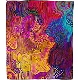 Home Decor Throw Blanket, Abstract Colorful Waves Pattern Warm Soft Cozy Flannel Bed Blankets for Bed, Couch, Sofa and Chair, All Seasons Suitable, 80x60 inches