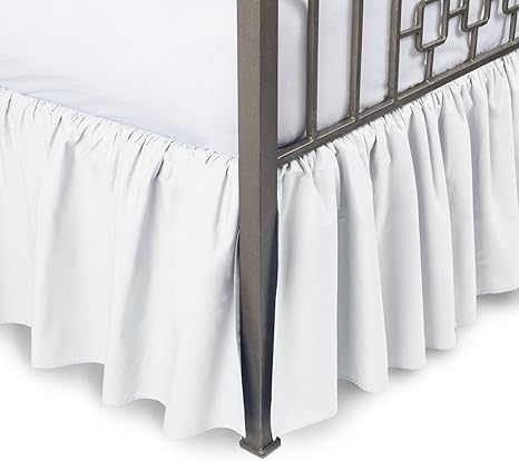 Amazon Com Ruffled Bed Skirt With Split Corners Twin Xl White 21 Inch Drop Cotton Blend Bedskirt Available In And 16 Colors Blissford Dust Ruffle Kitchen Dining