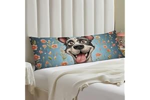 Body Pillow Cover 20x54 Soft Breathable Pillowcase Hidden Zipper Cozy Protector Microfiber Fun Dogs Long Pillow Case for Bed 