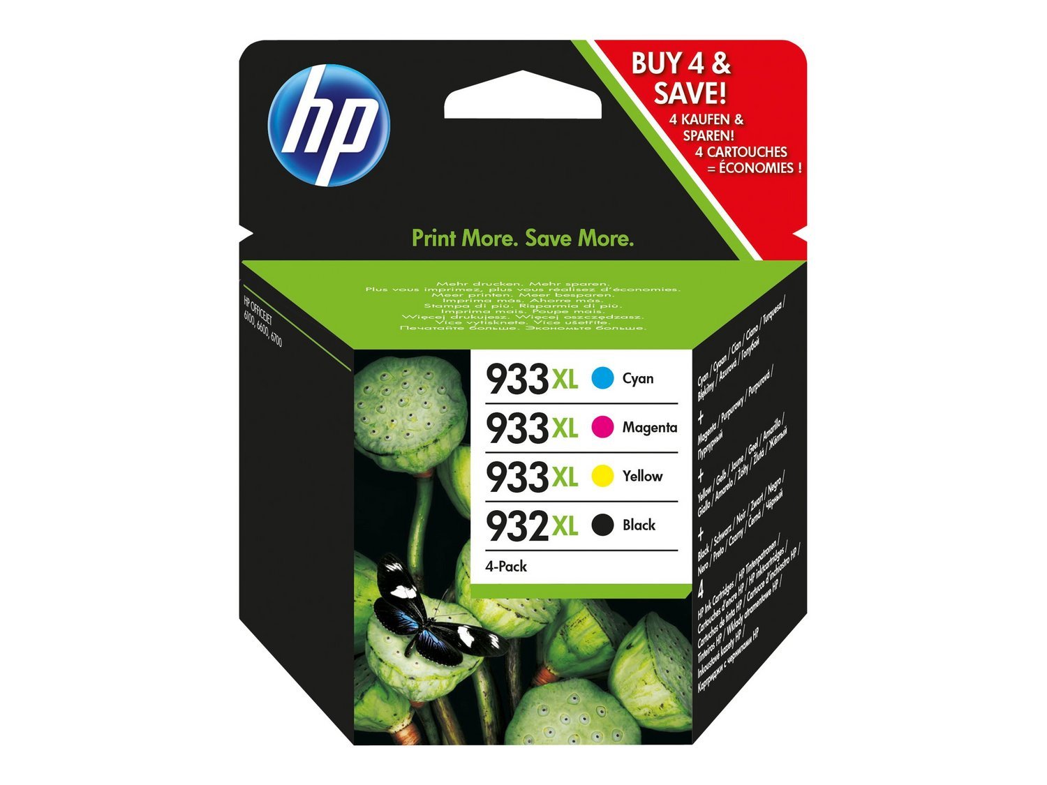 Hewlett-Packard Pack 4 Cartouches d'encre HP 932/933 XL (Noir, Cyan, Magenta, Jaune)