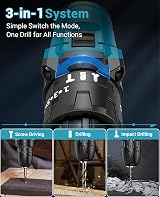 MHPRO Cordless Drill Set 21V 2 Batteries 2000mAh 42N.m 2 Speed 14 Bits view 3