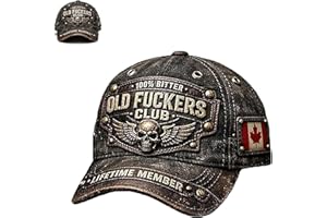 Old Fuckers Club Vintage Baseball Cap, Adjustable Old Fuckers Club Hat with Embroidered 100% Bitter Lifetime