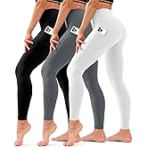 Hmuuo 3 Pack Leggings for Women High Waisted Tummy Control No See-Through Yoga Pants Workout Running Leggings