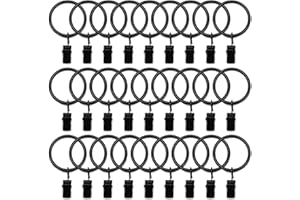 ZTLAB 100 Pack Metal Curtain Rings with Clips, Curtain Hooks Hangers Clip Rings 1.35 in I D, Fits up to 1 in Diameter Curtain Rod, Strong Decorative Drapery Rings for Hanging Drapes Bows Hat.