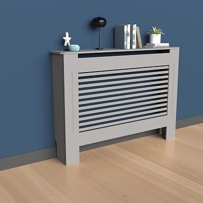 FATIVO Radiator Cover 92cm Height Grey MDF Wooden Cabinet