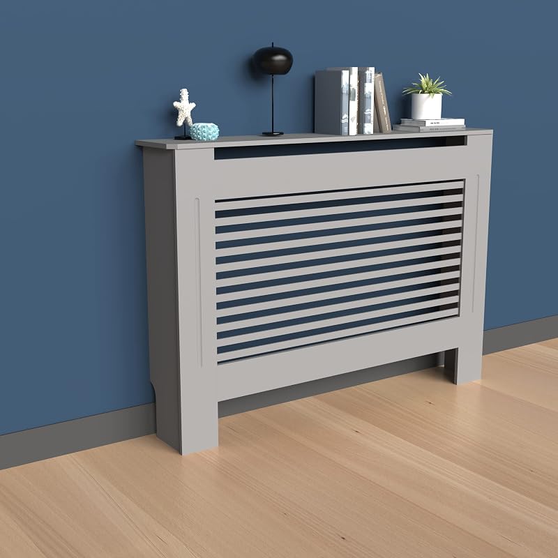 FATIVO Radiator Cover 92cm Height Grey MDF Wooden Cabinet