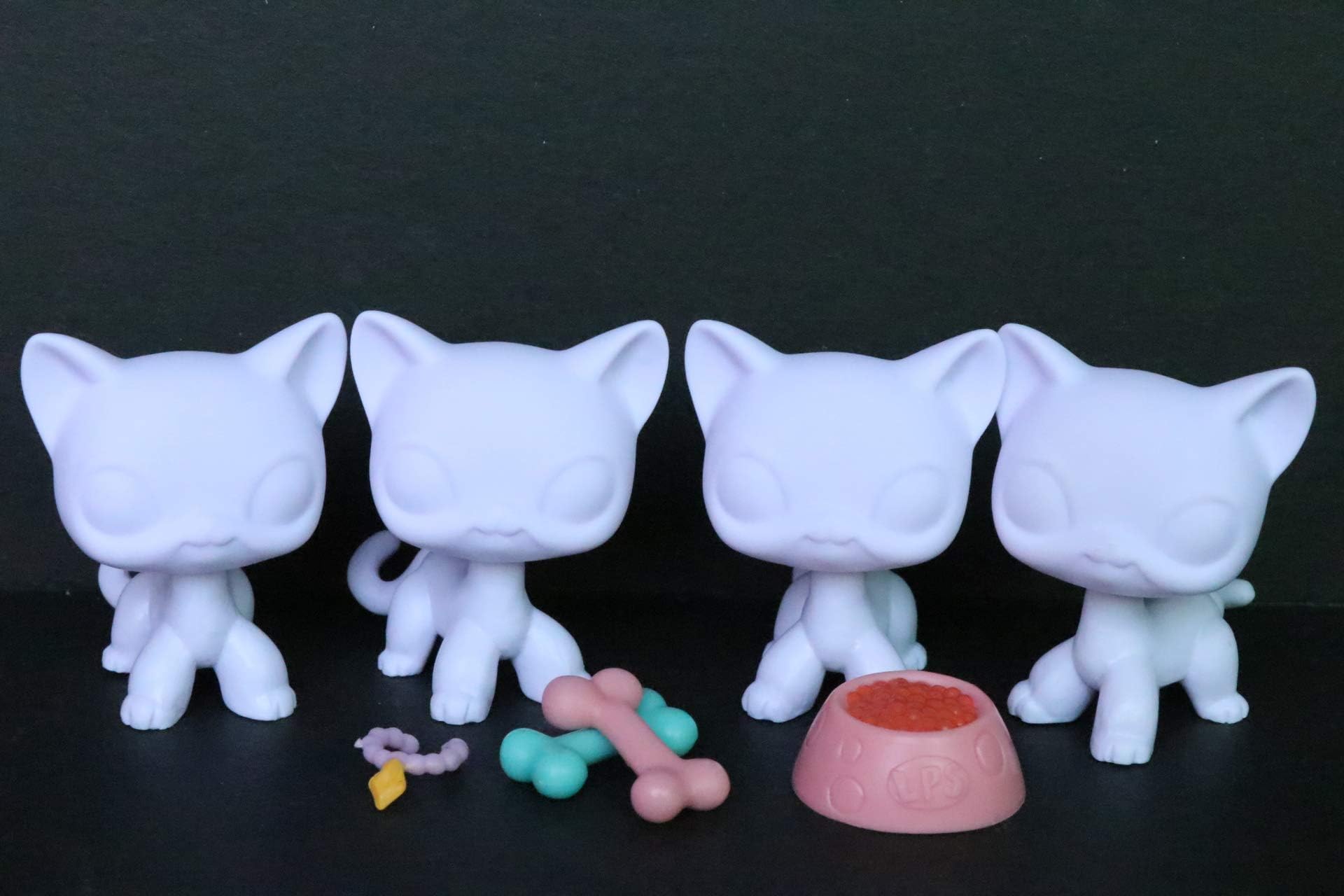 Judylovelps OOAK Molds lps Shorthair Cat White Bases with Accessories lot Kids Gift (4pcs molds)