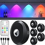 WILLED Rechargeable RGB Puck Lights with Remote