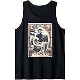 Retro Halloween Frankenstein Lovers Tarot Card Halloween Tank Top