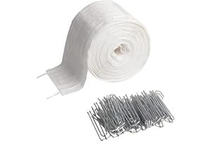 MECOZONE Curtain Pleat Tape, 11 Yards Pleater Tape for Drapes, Curtain Rod Tape with 30 Pcs Curtain Pleater Hooks for DIY Pinch Pleat Curtain, White