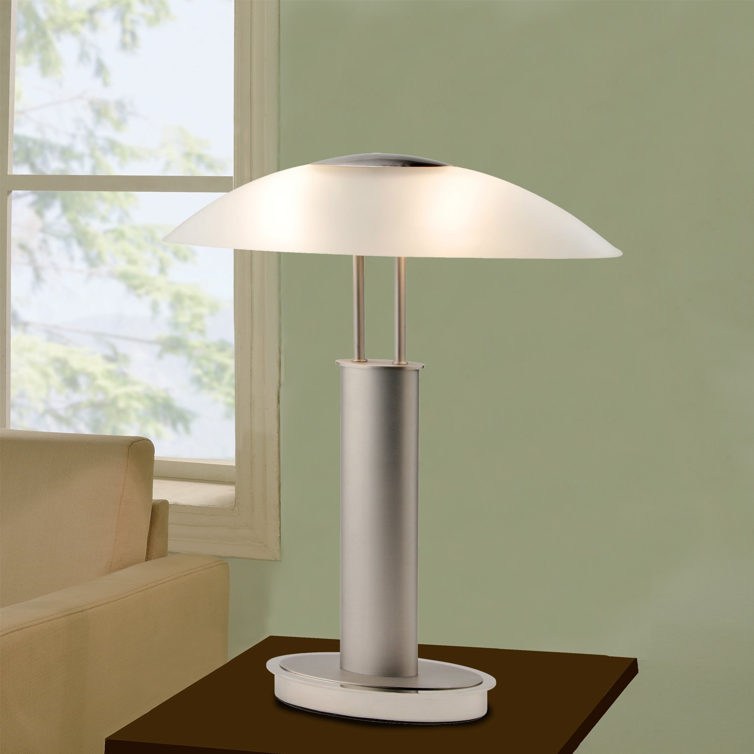 Artiva USA Avalon 9476TCM Touchswitch Table Lamp, Frosted Canoe Glass