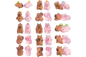 Teenzee Mini Resin Capybara 32P Variety Tiny Animals Figures Miniature Little Small Capybara Figurines Bulk for Micro Fairy Garden Landscape Accessories Hide Crafts Decor