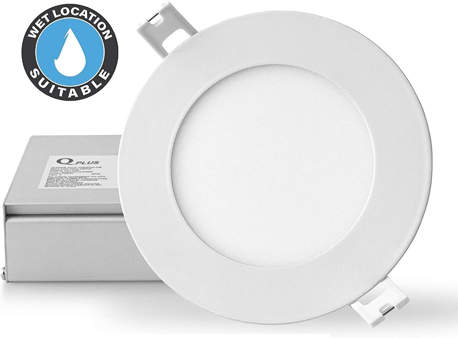 QPLUS 4 Inch Dimmable Slim Panel Recessed LED Pot Lights with Junction