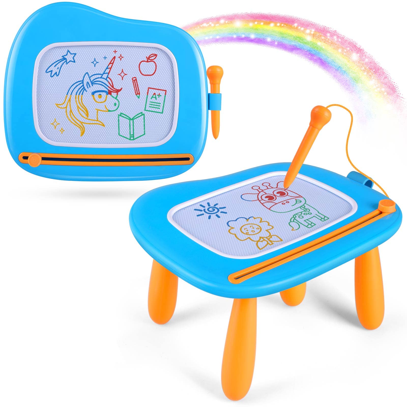 Smasiagon Toddler Toys for 1 2 3 Year Old Boys, Magnetic Drawing Board Doodle Pad for Toddlers 1-3, Educational Learning Travel Toys for Baby Boys Girls Birthday (Blue)