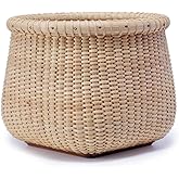 Teng Jin Nantucket Handicraft Basket Desktop storage and organization Cane-on-cane weave Square bottom round mouth storage Nautical Folk Art of the 19th Century