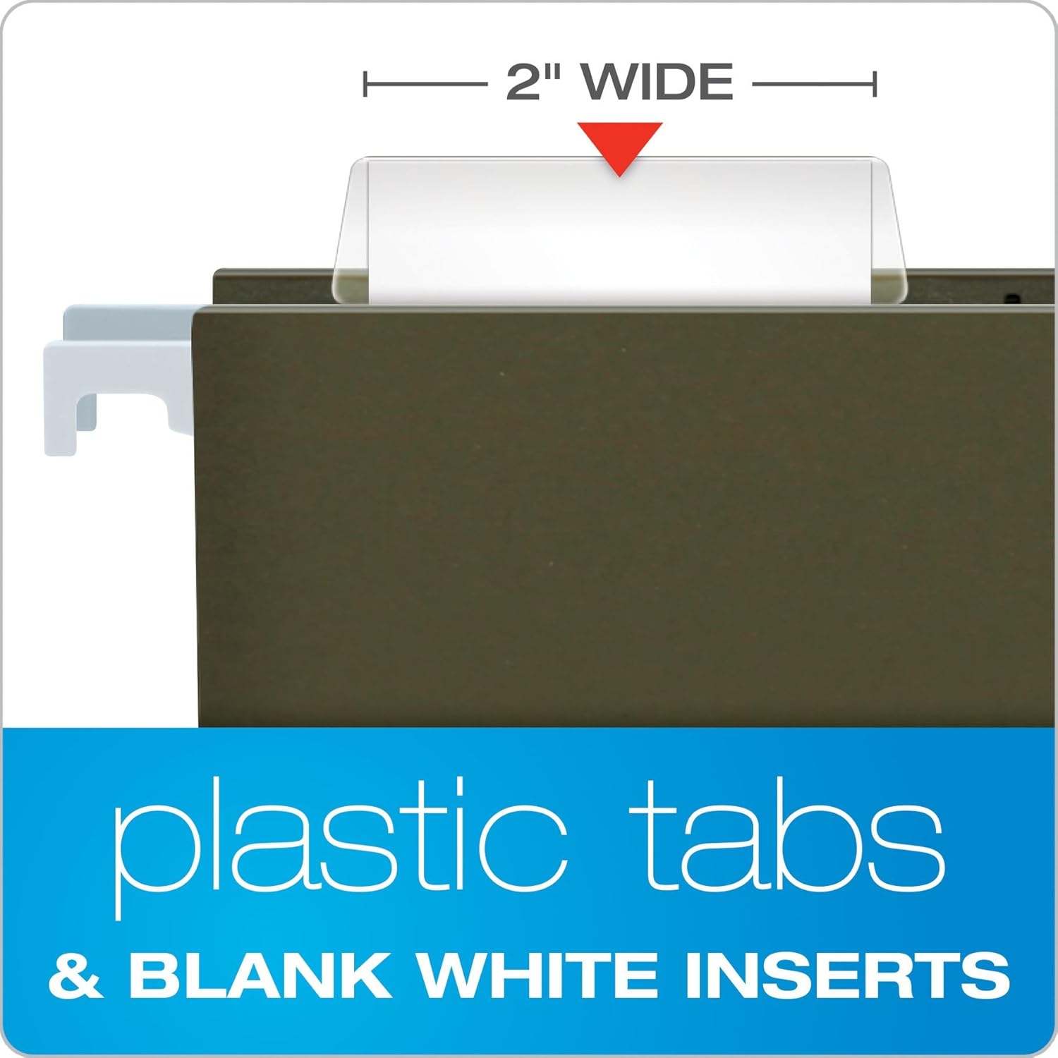 Pendaflex Insertable Plastic Tabs Hanging Folder Tabs, 2", Clear, 25 Tabs and Inserts per Pack (42) : File Tabs Plastic : Office Products