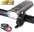 自転車 ライト LED 防水 800ルーメン 2600mAh 大容量電池 USB充電式 自転車用ヘッドライト クロスバイク ロードバイク ライト ゴムシート付き テールライト付属 バッテリーインジケーター サイクルライト bike light 高輝度 長時間 夜間 キャンプ ハイキング サイクリング 懐中電灯 5つ 照明モード 点滅 スポーツ 防災 緊急対応
