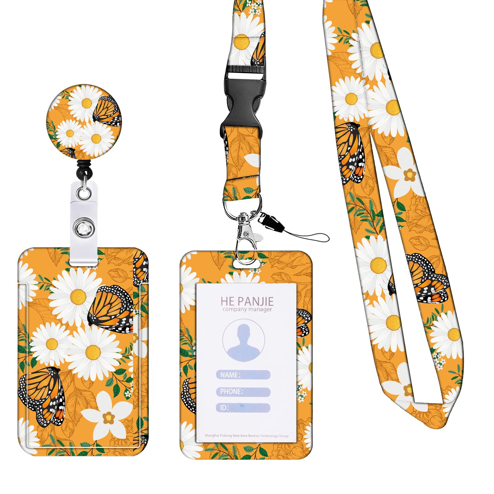 1 Pcs Staff Lanyards for Neck with Card Holder, Bus Pass Card Holder, Plastic Id Card Holder for Lanyard Extender Retractable, Personalised Lanyard for Id Card Key, Office School Supplies