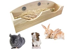 Hamiledyi Rabbit Hay Feeder, Bunny Hay Feeder Rack,Bunny Food Manger Wooden Hay Manger Rack Rabbit Hay Holder Feeders Grass Holder for Guinea Pig Chinchilla Hamster