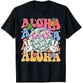 Aloha Hawaiian Cute Smile Face Shaka Hibiscus Kids Girls T-Shirt