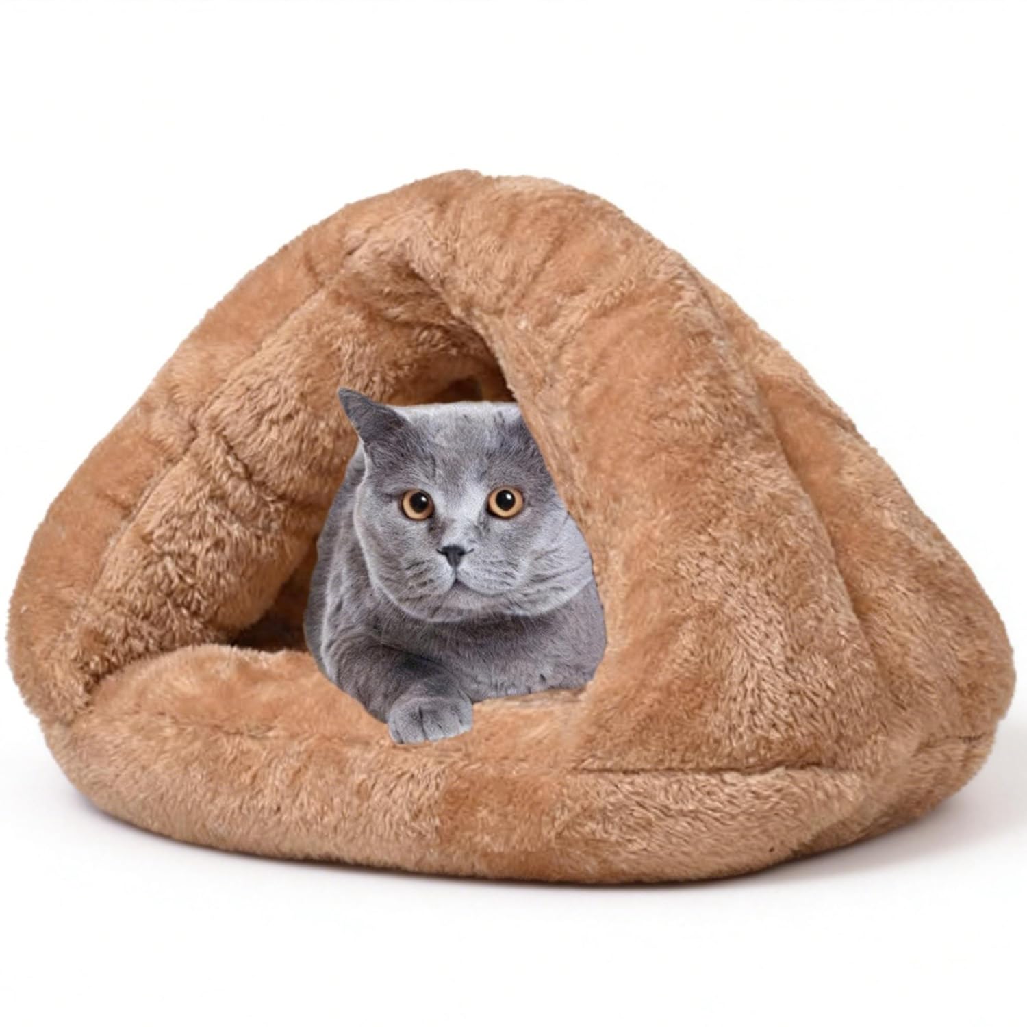 Soft Indoor Pet Bed Sofa 2 in 1 Large Pet Nest Portable Cat Puppy Sleeping Bag Bed Car Cave Half Covered Slipper Shape Cave House Thermal Warmer Winter Cozy Hut