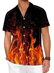 LuckLemocor Flame Shirt Men Fire Button Down Shirts