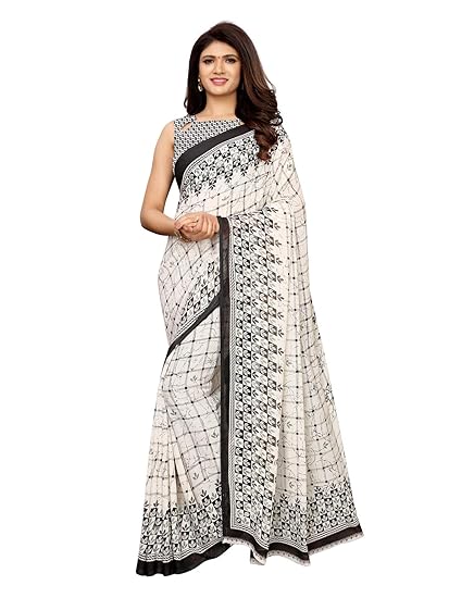 Georgette with Blouse Piece Saree (1135ST71_White_One Size)