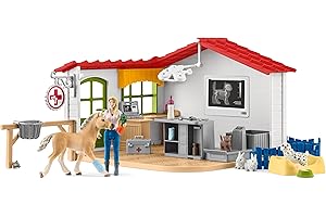 Schleich Farm World, Farm Animal Gifts for Kids, Vet Practice with Horse Figure, Animal Toys, and Accessories, 27-piece set, Ages 3+