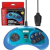 Retro-Bit Official Sega Genesis Controller 6-Button Arcade Pad for Sega Genesis - Original Port - Clear Blue