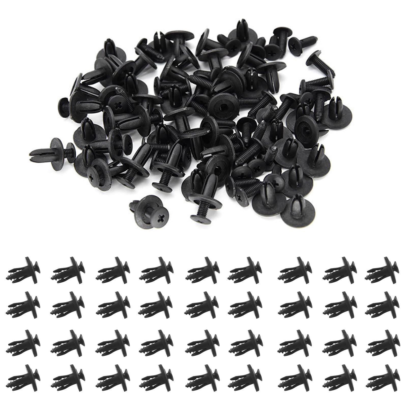 Photo 1 of 100 PCS Plastic Expansion Screws for 1/4" Pegboard, 6mm Black Rivet Fasteners with Inserts and Screws, Pegboard Hooks Accessories for Garage Wall Tool Organizer (Pegboard Not Included)