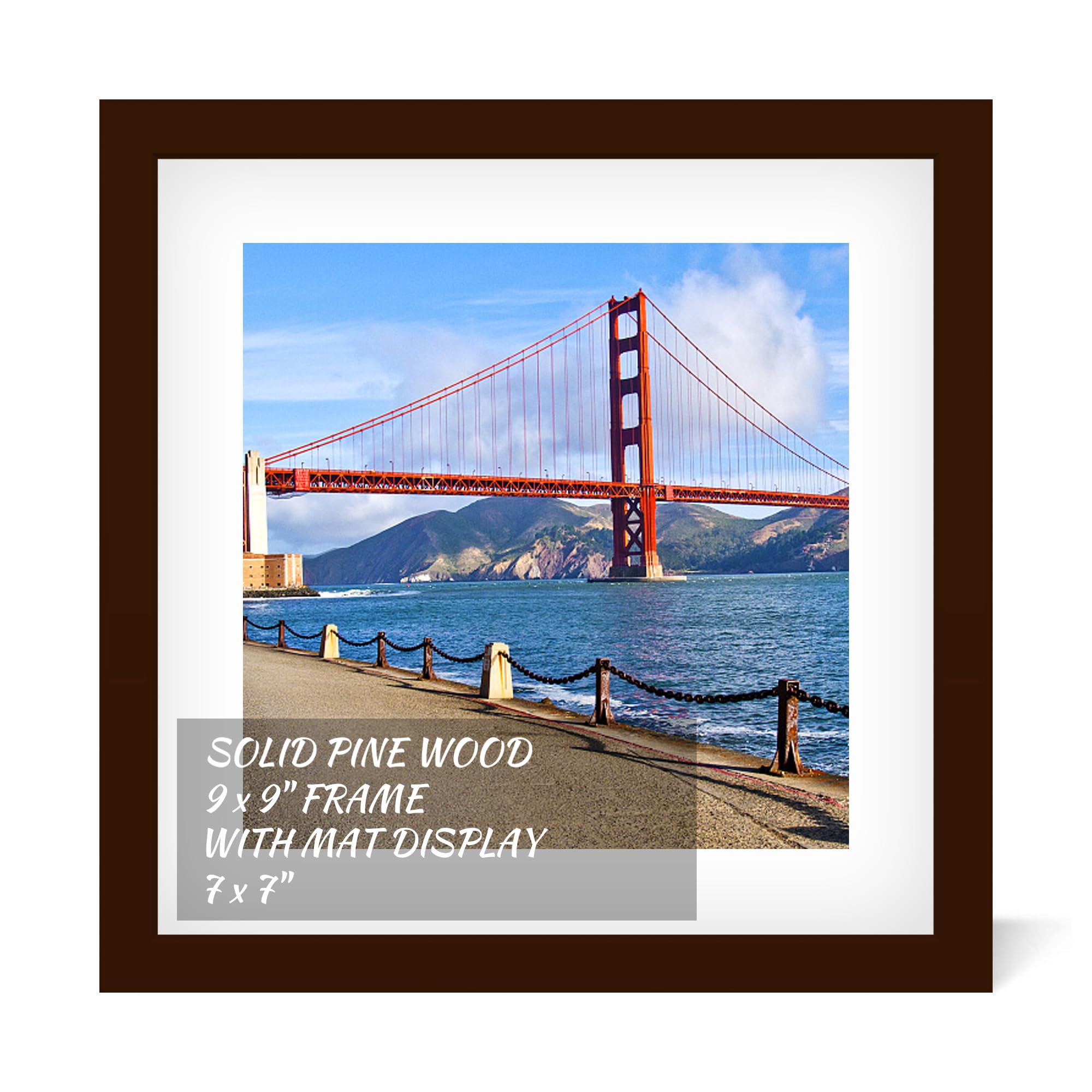 9x9 inch Wood Picture Frame for Wall Hanging or