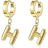 HSWYFCJY bubble exquisite letter Earring for Women Gold Plated Dainty Balloon Initial Earring,Charm Puffy Name Personalized A-Z Alphabet Jewelry Gift