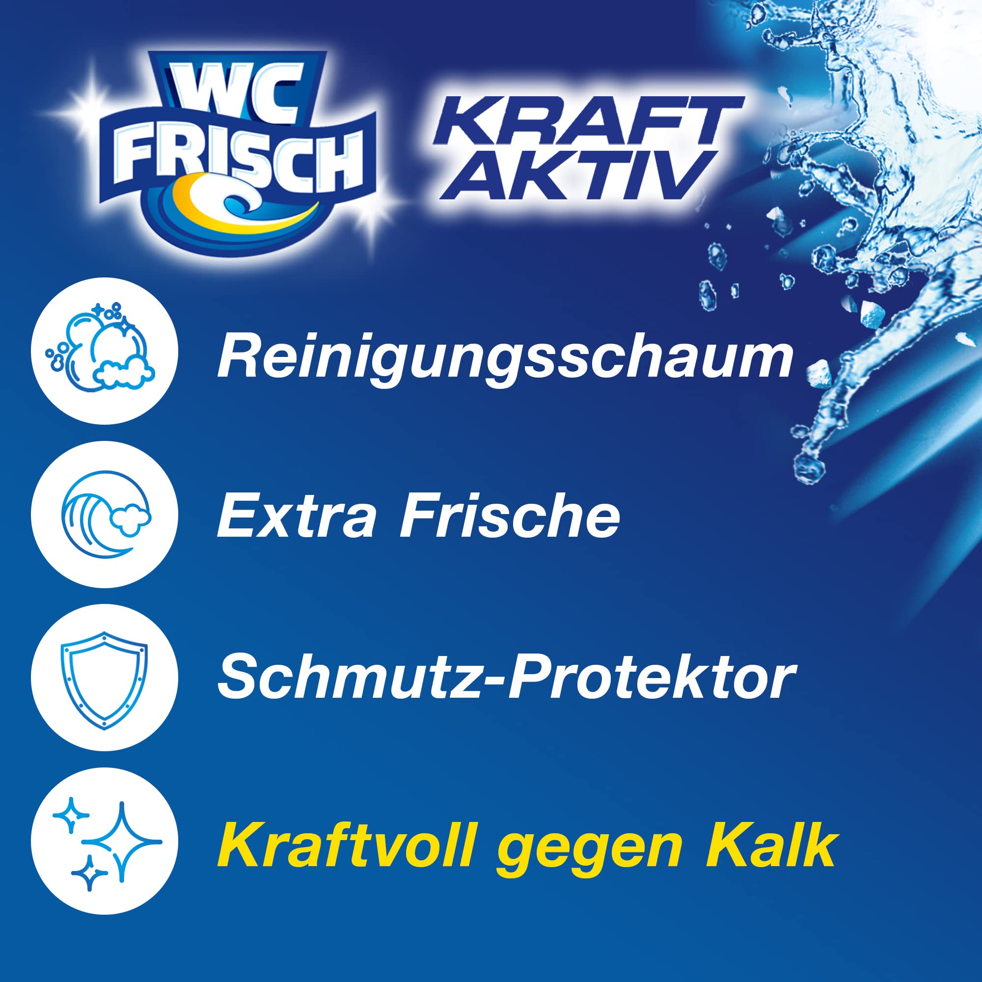 WC Frisch WC-Reiniger Gel Ozeanfrische (750 ml), WC-Reiniger mit Lufterfrischer-Effekt, Toilettenreiniger sorgt für hygienische Frische, mit 4-fach Aktivstoff-Kombination (Packung mit 2) 4