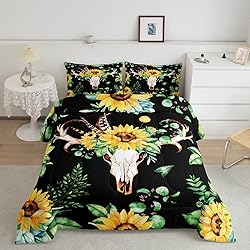 Feelyou Boho Tribal Comforter Set Bull Skull