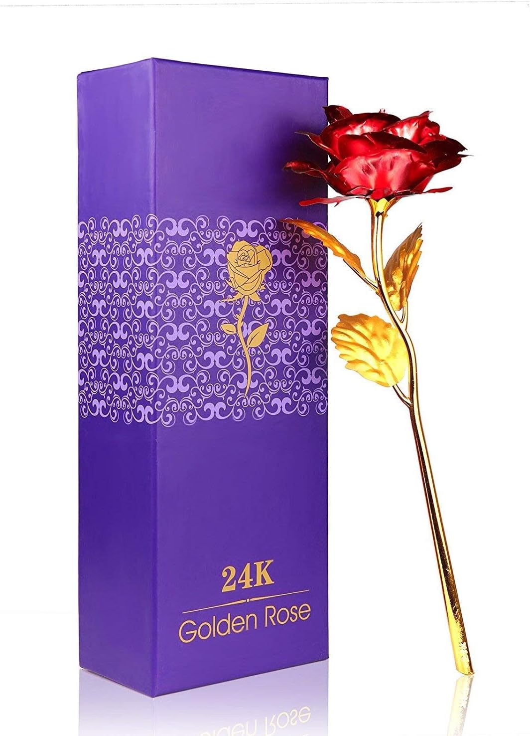 Amazon Com Konesky 24k Golden Rose In Gift Box Plated Rose Best Gift For Valentine S Day Gold Plated Rose Home Kitchen