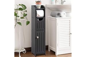 AOJEZOR Bathroom Storage Cabinet: Toilet Paper Holder Fit for Mega Roll - Matte Black