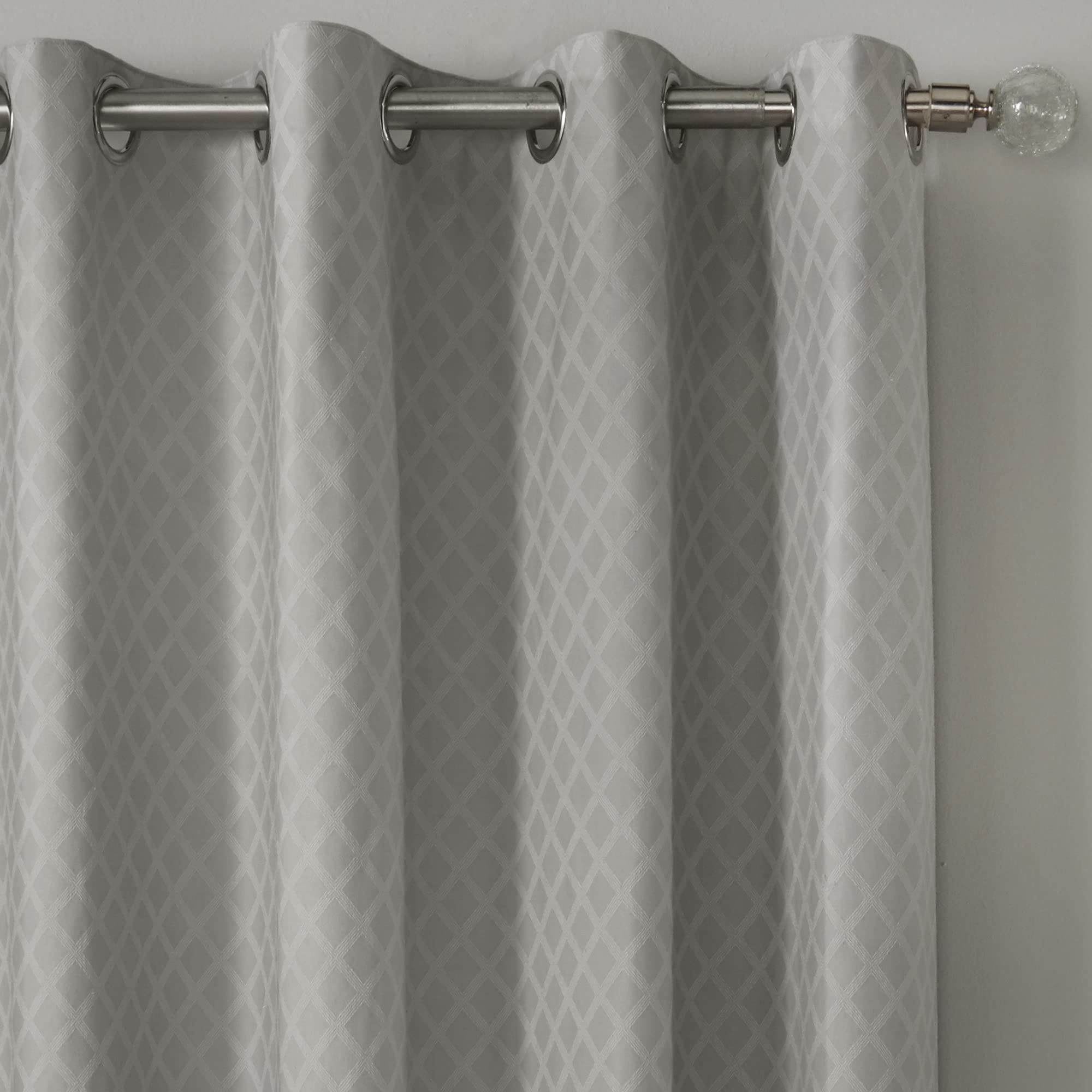Dreams & Drapes Woven - Croma - Jacquard Pair of Eyelet Curtains - 66" Width x 72" Drop (168 x 183cm) in Silver