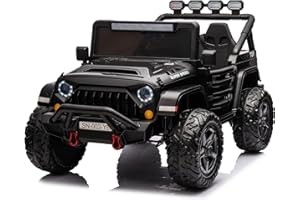 Sopbost 24V Ride On Toys for Big Kids with 2 Seater 4x4 Ride On Truck Car with EVA Tires Wheels Electric Vehicle with Remote Control Off-Road Buggy for Boys Girls, LED Headlights, Black